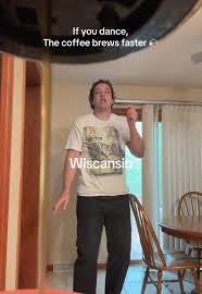Waldone dancing while coffee brews